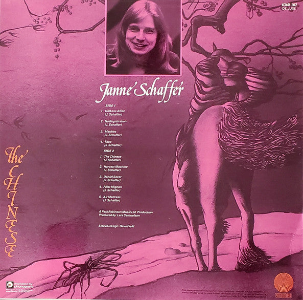 Image of Back Cover of LP - VG+/VG - JANNE SCHAFFER, The Chinese (Vertigo Spaceship; 6360107, UK 1974 Reissue, Laminated Sleeve), Light Marks only.,  - 4815227C
