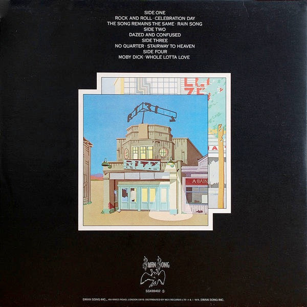 Image of Back Cover of 2xLP - VG+/VG - LED ZEPPELIN, The Song Remains the Same (Swan Song; SSK89402, UK 1976, Textured Embossed Gatefold, Stapled In Booklet, Black Inners, Track Timings on Label), ,  - 2626249E
