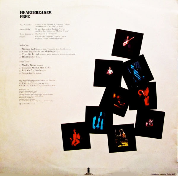 Image of Back Cover of LP - VG/VG+ - FREE, Heartbreaker (Island Pink Rim; ILPS9217, UK 1973, Pinched Spine, Inner), Sticker Mark,  - 3046181S