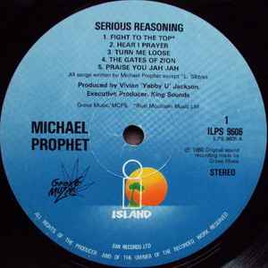 Image of Label Cover of LP - VG/VG - MICHAEL PROPHET, Serious Reasoning (Grove Music / Island Records; ILPS 9606, UK 1980, Inner), Marks on disc. Plays well,  - 2926096E