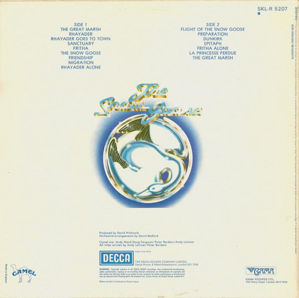 Image of Back Cover of LP - VG/VG - CAMEL, The Snow Goose (Decca Blue Boxed; SKL-R 5207, UK 1975, Laminated Sleeve, Insert), Light Marks only.,  - 1616227C