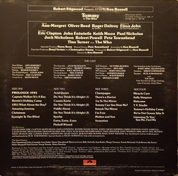 Image of Back Cover of 5115383C: 2xLP - THE WHO, Tommy - OST (Polydor; 2657 014, UK 1975, Gatefold, 2 Inners)   VG/G+