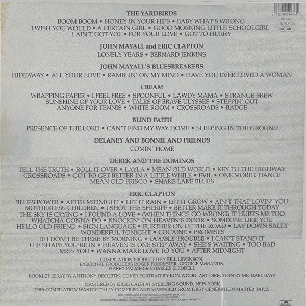 Image of Back Cover of 6xLP - VG+/VG+ - ERIC CLAPTON, Crossroads (Polydor; 835 261-1, Germany 1988, Box Set, 6 Inners, Booklet & Insert), ,  - 2226102E
