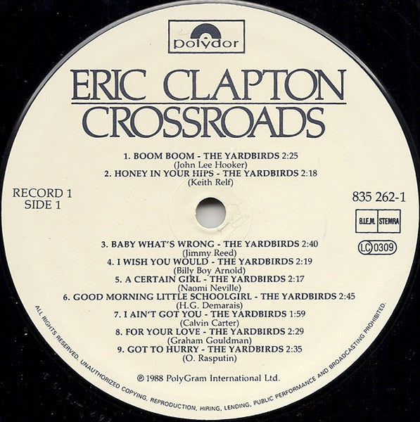 Image of Label Cover of 6xLP - VG+/VG+ - ERIC CLAPTON, Crossroads (Polydor; 835 261-1, Germany 1988, Box Set, 6 Inners, Booklet & Insert), ,  - 2226102E