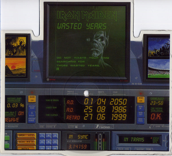 Image of Front Cover of 10" - /VG+ - IRON MAIDEN, Wasted Years (EMI; EMIP5583, UK 1986, In 10" Plastic Sleeve, Shaped Picture Disc), ,  - 3226179E