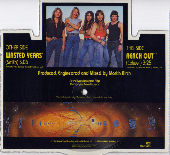 Image of Back Cover of 10" - /VG+ - IRON MAIDEN, Wasted Years (EMI; EMIP5583, UK 1986, In 10" Plastic Sleeve, Shaped Picture Disc), ,  - 3226179E