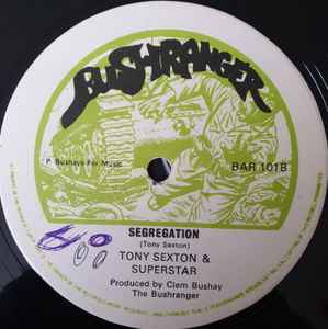 Image of Back Cover of 12" - /G - OWEN GRAY & RANKING JAH SON / TONY SEXTON & SUPERSTAR, Greatest Love Of All / Segregation (Bushranger; BAR101, UK 1979, Plain Sleeve, B-Side Killer Roots!), Surface noise throughout. No pops or skips,  - 3546190S