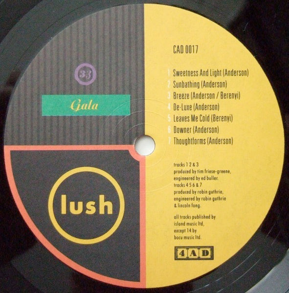 Image of Label Cover of 5124323E: LP - LUSH, Gala (4AD; CAD0017, UK 1990, Card Outer Sleeve, Inner, Shoegaze)   VG+/VG+