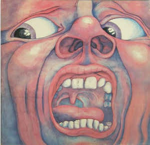 Image of Front Cover of 3824094E: LP - KING CRIMSON, In The Court of the Crimson King - An Observation By King Crimson (Island Pink/i logo; ILPS 9111, UK 1969, Gatefold) Plays With Light Surface Noise. Sticker Tear on Front Sleeve  G+/G+