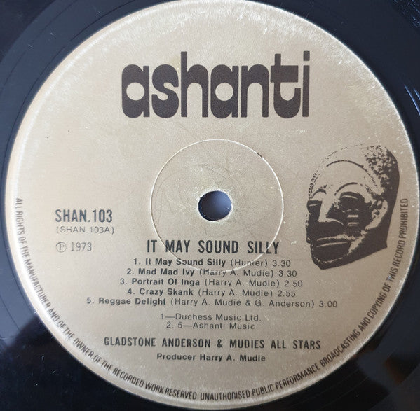 Image of Label Cover of LP - VG/VG - GLADSTONE ANDERSON & MUDIES ALL STARS, It May Sound Silly (Ashanti; SHAN 103, UK 1973), Shiny copy, light marks only. Ringwear on sleeve.,  - 1946330S