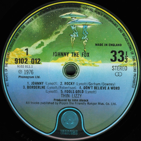 Image of Label Cover of LP - VG/VG - THIN LIZZY, Johnny the Fox (Vertigo; 9102 012, UK 1976, Inner, Original UK release ), Light hairlines,  - 2426015E