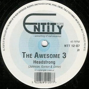 Image of Back Cover of 4624325E: 12" - AWESOME 3, Don't Go / Headstrong (Entity; NTT 12-07, UK 1992, Plain Sleeve) lots of hairlines but sounds better than it looks, therefore graded G+.  /G+