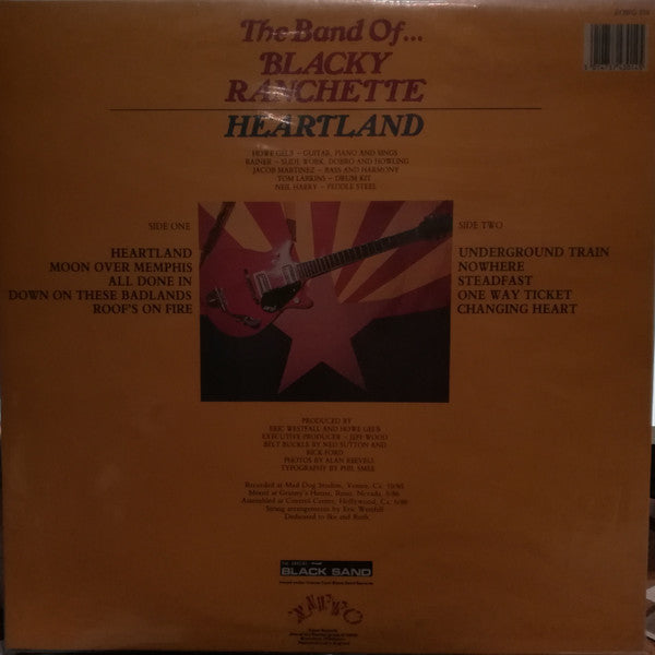 Image of Back Cover of LP - VG+/VG+ - THE BAND OF...BLACKY RANCHETTE, Heartland (Zippo Records; ZONG 014, UK 1986, Inner), ,  - 4315270C