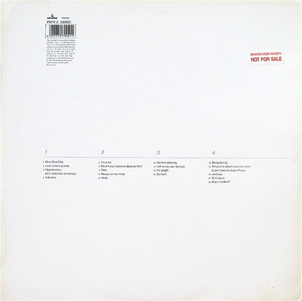 Image of Back Cover of 5144294S: 2xLP - PET SHOP BOYS, Discography (Parlophone; PMTV3, UK 1991, 2 Inners) Beautiful LPs, cover and inners, has old HMV price sticker on front  VG+/VG+