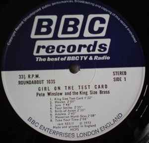 Image of Label Cover of LP - VG/VG+ - PETE WINSLOW & THE KING SIZE BRASS, Girl On The Test Card (BBC Roundabout; 103s, UK 1973), ,  - 3046143S