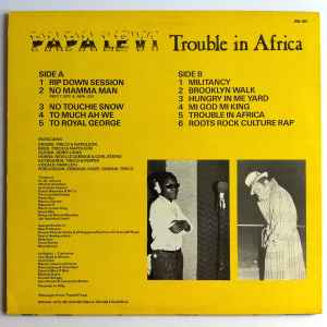 Image of Back Cover of LP - VG/VG - PAPA LEVI, Trouble In Africa (Jah Records; JRW004, UK 1985), Labels rough. Sleeve has some spine wear / damage,  - 3916303C