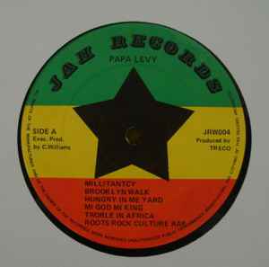 Image of Label Cover of LP - VG/VG - PAPA LEVI, Trouble In Africa (Jah Records; JRW004, UK 1985), Labels rough. Sleeve has some spine wear / damage,  - 3916303C