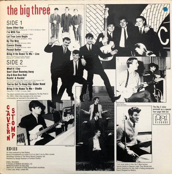 Image of Back Cover of 5044267S: LP - BIG THREE, Cavern Stomp (Edsel; ED111, UK 1982, Insert) Some sleeve creasing  VG/VG+