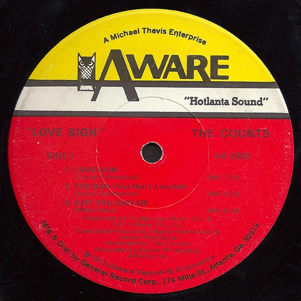 Image of Label Cover of 2713256C: LP - COUNTS, Love Sign (Aware; AA 2002, US 1973, Gatefold, Die-cut sleeve) Sleeve has some worn and damaged corners  VG/VG