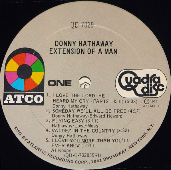 Image of Label Cover of LP - VG/VG - DONNY HATHAWAY, Extension of a Man (Atco; QD 7029, US 1973, Gatefold, Quadraphonic), Corner cut top right. Vinyl is strong VG - just a few light marks.,  - 3626179E