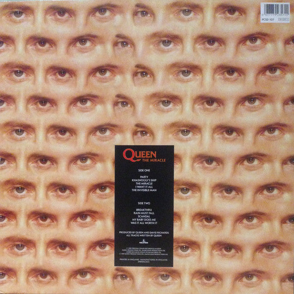 Image of Back Cover of LP - VG+/VG+ - QUEEN, The Miracle (Parlophone ; PCSD 107, UK 1989, Inner), ,  - 3746247S