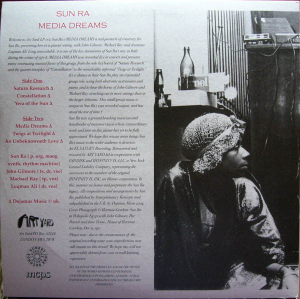 Image of Back Cover of 0245120S: LP - SUN RA, Media Dreams (Art Yard; ARTYARD LP002, UK 2004 Reissue, Inner, Remastered)   VG+/VG+