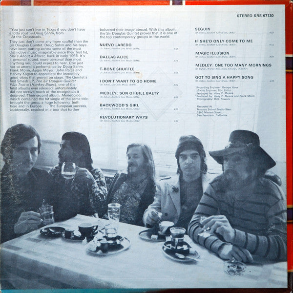Image of Back Cover of LP - VG/VG+ - SIR DOUGLAS QUINTET, Together After Five (Smash; SRS67130, US 1970, Pasteback Sleeve, Stereo), A few scuffs and marks to record. Sleeve has drill hole and edge wear.,  - 2526434E