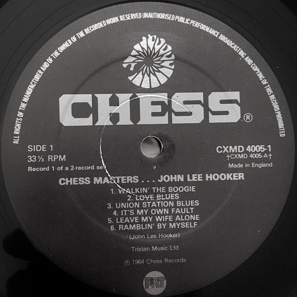 Image of Label Cover of 2xLP - VG/VG+ - JOHN LEE HOOKER, Chess Masters (Charly; CXMD 4005, UK 1982), ,  - 2716312C