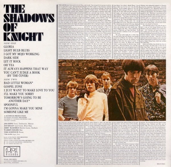 Image of Back Cover of 3524358E: LP - SHADOWS OF KNIGHT, Gee-El-O-Are-I-Ay (Edsel; ED157, UK 1985) Sticker Damage To Sleeve  VG/VG