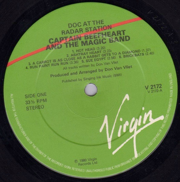 Image of Label Cover of LP - VG/VG - CAPTAIN BEEFHEART, Doc at the Radar Station (Virgin Green/Red; V2172, UK 1980), ,  - 2946298S
