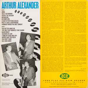 Image of Back Cover of LP - VG+/VG+ - ARTHUR ALEXANDER, A Shot Of Rhythm And Soul (Ace; CH66, UK 1982), Nice clean copy!,  - 2615344C