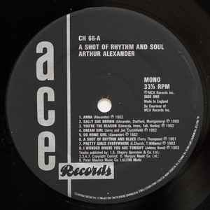 Image of Label Cover of LP - VG+/VG+ - ARTHUR ALEXANDER, A Shot Of Rhythm And Soul (Ace; CH66, UK 1982), Nice clean copy!,  - 2615344C