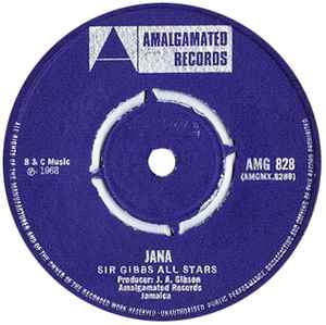 Image of Back Cover of 1314011C: 7" - THE PIONEERS / SIR GIBBS ALL STARS, Catch The Beat / Jana (Amalgamated; AMG 828, UK 1968, Plain Sleeve) Marks on disc.  /G+