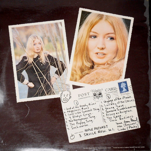 Image of Back Cover of LP - VG/VG - MARY HOPKIN, Post Card (Apple; APCOR5, UK 1969, Laminated Sleeve, Mono), ,  - 3026103E