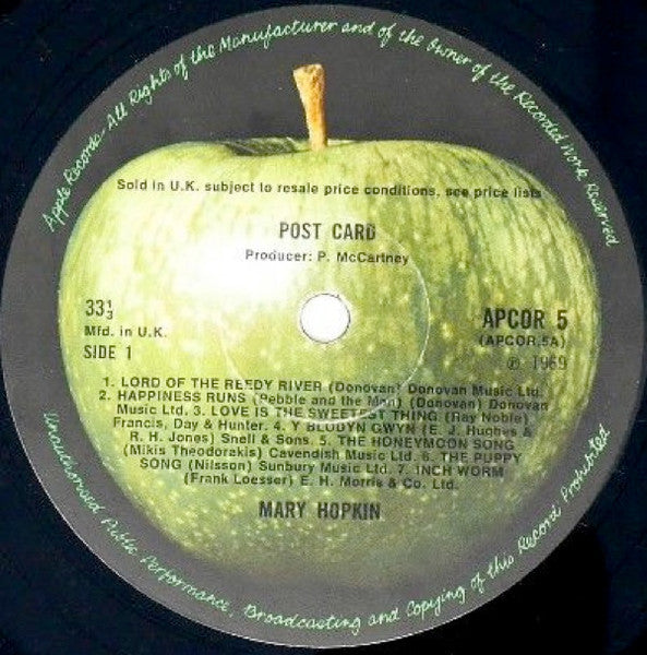 Image of Label Cover of LP - VG/VG - MARY HOPKIN, Post Card (Apple; APCOR5, UK 1969, Laminated Sleeve, Mono), ,  - 3026103E