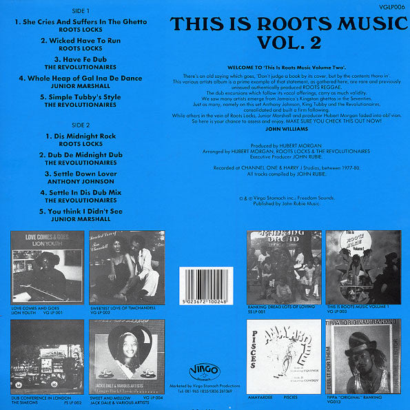 Image of Back Cover of LP - VG+/VG+ - VARIOUS ARTISTS, This Is Roots Music (Virgo Stomach; VGLP 006, UK 1991), ,  - 3125302E