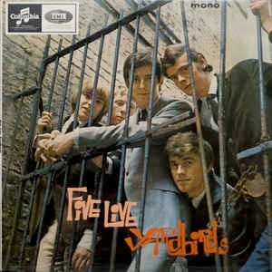 Image of Front Cover of 4625146E: LP - YARDBIRDS, Five Live (Columbia Blue/Black; 33SX 1677, UK 1964, Laminated Flipback Sleeve, Mono) Rounded Corners  VG/G