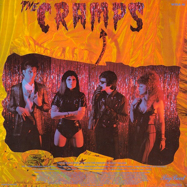 Image of Back Cover of LP - VG/G - THE CRAMPS, A Date With Elvis (Big Beat; WIKA46, UK 1986, Gold Embossed Sleeve, Inner), Sleeve & inner creased.,  - 3816583C