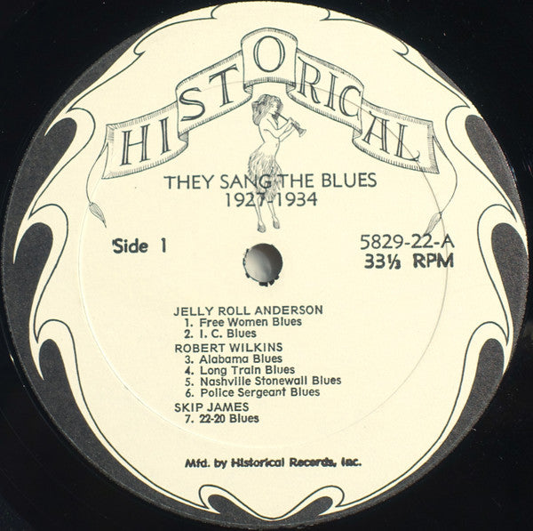 Image of Label Cover of LP - VG/VG - VARIOUS, They Sang The Blues 1927-1934 (Historical Records "Faun" Labels; 5829-22, US Reissue, No Insert), ,  - 3516201C