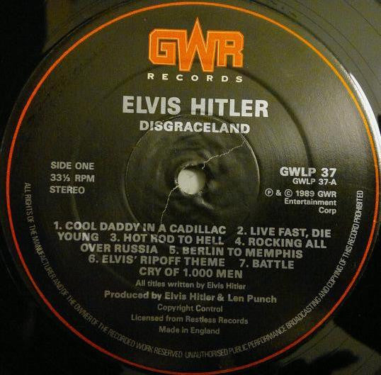 Image of Label Cover of 3625100E: LP - ELVIS HITLER, Disgraceland (GWR; GWLP37, UK 1990)   VG+/VG+
