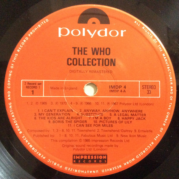 Image of Label Cover of 2xLP - VG/VG - THE WHO, Collection (Impression; IM DP4, UK 1985, Gatefold), ,  - 1316127C