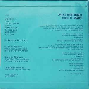 Image of Back Cover of 7" - VG+/VG+ - THE SMITHS, What Difference Does it Make? / Back To The Old House (Rough Trade; RT 146, UK 1984, Terence Stamp Sleeve, Push-Out Centre.), Strong VG+,  - 4226116E