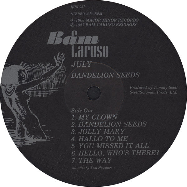 Image of Label Cover of LP - VG+/VG+ - JULY, Dandelion Seeds (Bam Caruso; KIRI 097, UK 1987 Reissue), Strong VG+, Still In Opened Shrinkwrap, Old Price Sticker Beneath Shrink,  - 2926133E