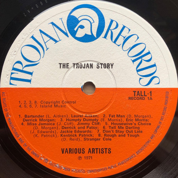 Image of Label Cover of 2714018C: 3xLP - VARIOUS ARTISTS, The Trojan Story (Trojan Records (Orange & White); TALL 1, UK 1971, Envelope Sleeve, Insert) Lightest of marks. Small tear on insert. Light wear to sleeve  VG+/VG+