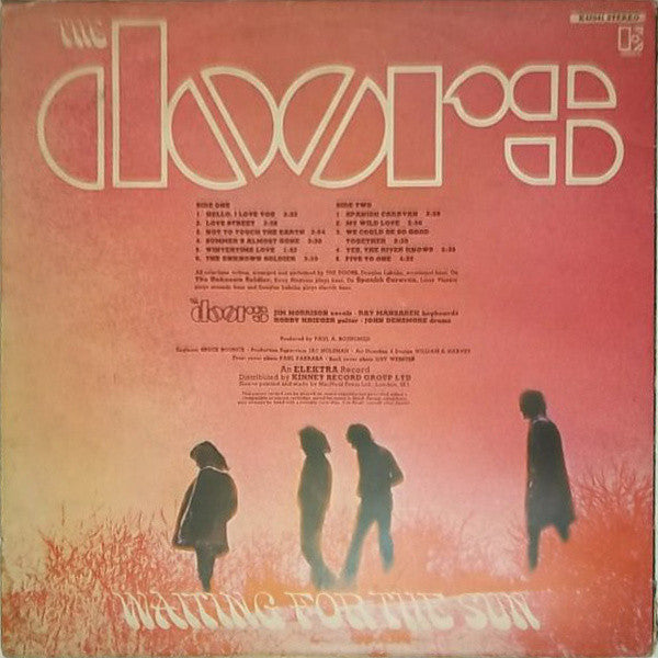 Image of Back Cover of LP - VG/G - THE DOORS, Waiting for the Sun (Elektra Butterfly, No w Logo on Rim; K42041, UK 1971 Reissue, Gatefold), ,  - 3016237C
