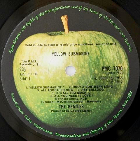 Image of Label Cover of LP - VG/G - THE BEATLES, Yellow Submarine (Apple; PMC7070, UK 1969, Laminated Flipback Sleeve, Black Inner, Mono, Red Lines on Back Cover, XEX 715-1 / 716-1 Matrix, 1st Press), ,  - 3126023E