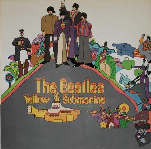 Image of Front Cover of 3645256S: LP - THE BEATLES, Yellow Submarine (Apple; PMC7070, UK 1969, Laminated Flipback Sleeve, Black Inner, Mono, Red Lines on Back Cover, XEX 715-1 / 716-1 Matrix, 1st Press) Discolouring To White parts Of Sleeve  VG/VG
