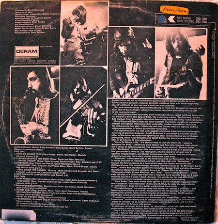 Image of Back Cover of LP - VG/VG+ - EAST OF EDEN, SNAFU (Deram; SML 1050, UK 1970, Laminated Front Sleeve, Stereo), Very Strong VG+, Damage To Rear Sleeve,  - 2826217E