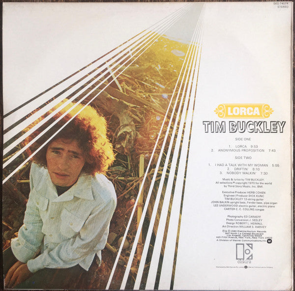 Image of Back Cover of LP - VG/VG+ - TIM BUCKLEY, Lorca (Elektra Butterfly; EKS74074, Australia 1980 Reissue), ,  - 2526346E