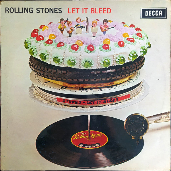 Image of Front Cover of LP - VG/G+ - ROLLING STONES, Let It Bleed (Decca Boxed Blue Labels With BIEM/NCB Left Aligned & (XZAL.9363) In Brackets; SKL 5025, UK 1970, Laminated Front Sleeve With Indicator Hole, Company Inner, Poster, Stereo), With clean poster, Light sleeve wear, Nick at lower edge, Disc has some light scuffy marks, Plays well, Some light surface noise in parts,  - 4316276C